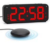 Reloj despertador Ruidoso para durmientes pesos Adultos, Reloj despertador dual con agitador de Cama, para dormitorios, 6.5in Disp