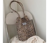 Bolso De Mano Grande Casual Para Mujer Con Estampado De Leopardo Bolsa De Compras De Lona Estudiante Bolso De Hombro