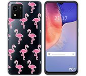 Funda Silicona Transparente para Vivo Y01 diseño Flamenco Dibujos