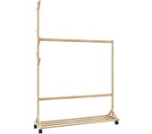 vidaXL Perchero con ganchos y ruedas 100x35x157 cm bambú
