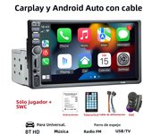 HIPPBQCC Car Radio 7" 1 Din Carplay Android Auto Multimedia Player HD Touch Screen FM AUX Input Bluetooth MirrorLink Universal