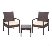 Conjunto de jardín Aktive Garden 2 sillones con cojín+mesita ratán sintético negro