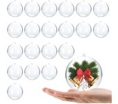 20 bolas de plástico transparentes para manualidades, adornos para árbol de Navidad y fiestas (5 cm)