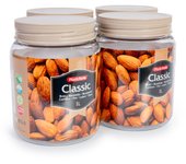 Plastic Forte - Juego de 4 Botes Classic Redondos 1L. Ideales Despensa. Marrón