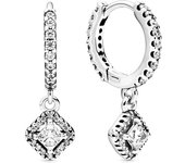 Pendientes de aro con circonitas cúbicas brillantes y cuadrados de plata esterlina para mujer de Pandora Timeless，Incluye Caja Original