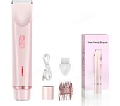 2 in 1 Electric Waterproof Women Razor Bikini Body Painless Hair Remover Trimmer Dual Head Ladies Face Shaver for Underarms Legs