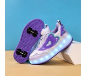 Childrens Skate Shoes USB Light Comfortable Roller-skating Sneakers Outdoor Sports Walking Girls Pink Roller Skate Shoes for Kid