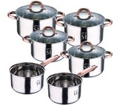 Batería de cocina 10pc en acero inox 2xØ16cm 2xØ18cm 2xØ20cm con tapas San Ignacio