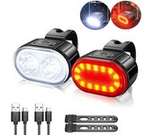 Luz Frontal Y Trasera Para Bicicleta USB Recargable LED Impermeable Para MTB Piezas De Bicicleta Luz De Manilar IPX 6