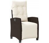 vidaXL Sillón reclinable de jardín con reposapiés ratán PE marrón