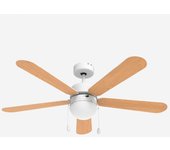 UNIVERSALBLUE Universal Blue Ventilador de Techo Etesios 6052W 60W 5 Aspas Reversibles Blanco/natural Ø132 Cm