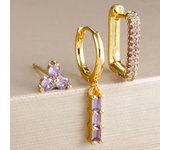 3PCS Fashion Stainless Steel U-shape Hoop Earrings Set for Women Black Crystal Pendant Huggie Piercing Earring Women's Jewelry