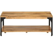 vidaXL Mesa de centro con 2 alturas acero y madera mango 100x55x38 cm Mesita de Salón o Comedor o Auxiliar Mesa de Café Meuble Salón