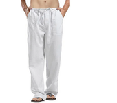 Men's Cargo Trousers Spring Autumn Linen Pants Multiple Pockets Cotton Linen Loose Straight Pant Summer Casual Pants Male 5color