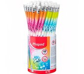 Maped lápiz de grafito mini cute hb c/goma de borrar surtido multicolor -bote expositor 72u-