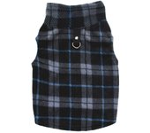 Fleece Vest Small Dog Pullover Fleece Jacket with Leash Ring Plaid Cold Weather Dog Clothes Pet Apparel Windproof Lightweight