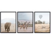 Set de 3 cuadros calidad premium con marco de madera - 30x40 cm o 50x70 cm - POSTER LAB