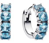 Pandora Timeless 293851C01 - Pendientes de aro de plata de ley con cristales artificiales azul aguamarina, Plata de ley, Sin piedra preciosa，Incluye Caja Original