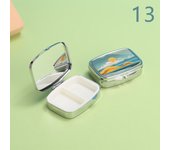 Portable And Simple Square Pill Box Circular Metal Medicine Box With Mirror Travel Pill Capsule Box Drug Dispense Storage