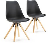VS Venta-Stock Pack 2 Sillas Jeff Negras Ergonómicas Tapizadas en Piel Sintética
