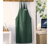 Women Japanese and Korean simple apron denim apron cotton and linen solid color blouse kitchen Florist coffee shop apron