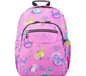 Totto España Mochila Escolar Adaptable a Carro Gatos Astronautas - Acuareles