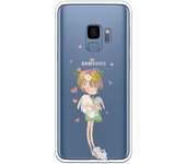 Funda compatible con Samsung Galaxy S9 - Nina fondo corazones