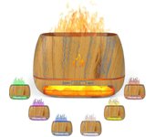 3 en 1 difusor de aroma de Roca de Sal del Himalaya, Difusor de aceite esencial ultrasónico, Humidificador de Llama de simulación, Difusor de Niebla de Luz de color, Grano de Madera Ar