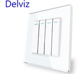 Delviz Toughened Glass Switch, White Crystal Panel 16A Power Outlet,1 Gang 2 Way Push Button Switch, EU Standard Wall USB Socket