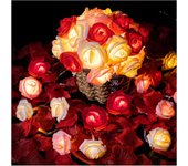 Guirnalda de luces LED con forma de rosa, funciona con pilas, románticas rosas rojas, rosas y blancas, guirnalda de flores artificiales de 3 m, luces LED para decoración navideña