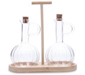 QUID TREND Set Aceitera Y Vinagrera  Borosilicato 21X9,5X20,5CM Transparente Con relieve Facil de limpiar Material 100% saludable