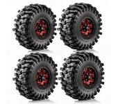 RS 4Pcs 1.9 Beadlock Wheel Rim Rubber Tire Set  for 1/10 RC Crawler TRX4 Axial SCX10&SCX10 II RBx10