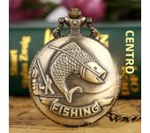 Best Gifts Luxury Gold Quartz Pocket Watch Design Fishes Necklace Pendant Pocket Watch Clock for Mens Womens