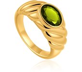 Anillo de circonita multicolor retro con incrustaciones de oro blanco y verde, combinable con personalidad y moda.