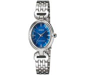 Reloj CASIO señora LTP-1374D-2A analógico esfera azul ovalada correa metálica plateada LTP1374D2A