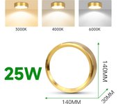 Ceiling Downlight Gold 15W 25W Led Spot Light Surface Mounted Ceiling Lamp Ultra Thin Ceiling Light Living Room Ceiling Lighting