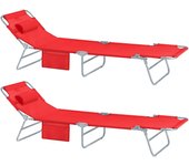 SoBuy OGS35-Rx2,Set de 2 tumbonas, Tumbona inclinable de Acero Plegable con Almohada Playa Piscina Jardín Mecedora,ES