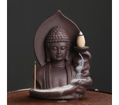 Auspicious Clouds Buddha Purple Clay Backflow Incense Burner Incense Stick Holder Home Office Tea House Decorate