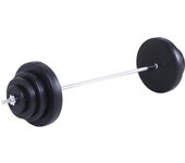 HOMCOM Barra de Pesas 70 kg con Mancuernas Set de Pesas Ajustables con 8 Discos 1,5kg 5kg 10kg 15kg y 1 Barra para Entrenamiento de Fuerza en Hogar Gimnasio Oficina 170x40,5x40,5 cm Negro