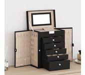 vidaXL Joyero de 6 niveles con espejo y cerradura en color Blanco/Negro | decorativo de pared para baño dormitorio recibidor moderno