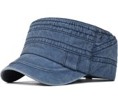 Casual Washed Cotton Flat Top Hat Adjustable Military Caps Men Women Unique Design Vintage Four Seasons