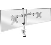 Mars Gaming MARM2, Soporte de Monitor Dual de Brazo para Pantallas Hasta 27”, Articulado y Regulable en Altura, Estructura Robusta, Compatible con VESA75 y VESA100, Soporte Doble Monitor Negro o Blanco