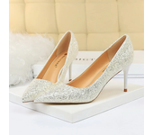 Women 7cm 9.5cm High Heels Pumps Wedding Scarpins Sparkly Mid Low Heels Lady Party Sequins Glitter Evening Gold Silver Red Shoes