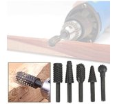 Juego de fresas rotativas de 1/4 "y 6 mm Herramientas eléctricas Pulido de madera Grabado Tallado Archivo Escofina Brocas Brocas rotativas Juego de brocas de vástago para kit de carpintería Paquete de 5 (negro)