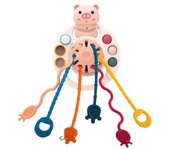 Juguetes sensoriales para niños pequeños, juguete de actividad con cuerda de silicona de grado alimenticio, juguetes sensoriales, juguetes educativos de aprendizaje de viaje para niños y niñas de 1 a 3 años