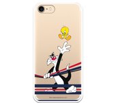 Funda original compatible con iPhone 7 o IPhone 8 o SE 2020 con un diseño de Sylvestre y Piolin azul y rojo