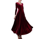 Autumn New 2023 Long Dress Cocktail Party Evening Elegant V Neck Velvet Formal  Robe Gown Maxi Dress For Women Clothing Vestidos