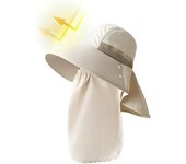 Sombrero para el sol, transpirable, con protección para el cuello, malla ultravioleta, para pesca, color beige