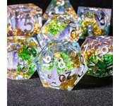 7PCS Sharp Resin Dice Set Liquid Core Dice & Sharp Edge Role Playing Games Dice,Gold foil resin dice