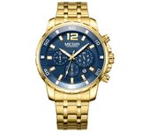 MEGIR Stainless Steel Chronograph Quartz Watches for Men's Waterproof Lumious Analogue 24-hour Sports Man Wristwatch Auto Date